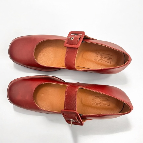 Miz Mooz Vintage Inspired Leather Red Chunky Block Peonie Heel Size 41 - Picture 7 of 9